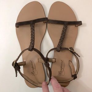 Bonpoint dark brown suede flat sandals. Size 7.5
